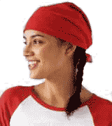 image | red bandana style headwear